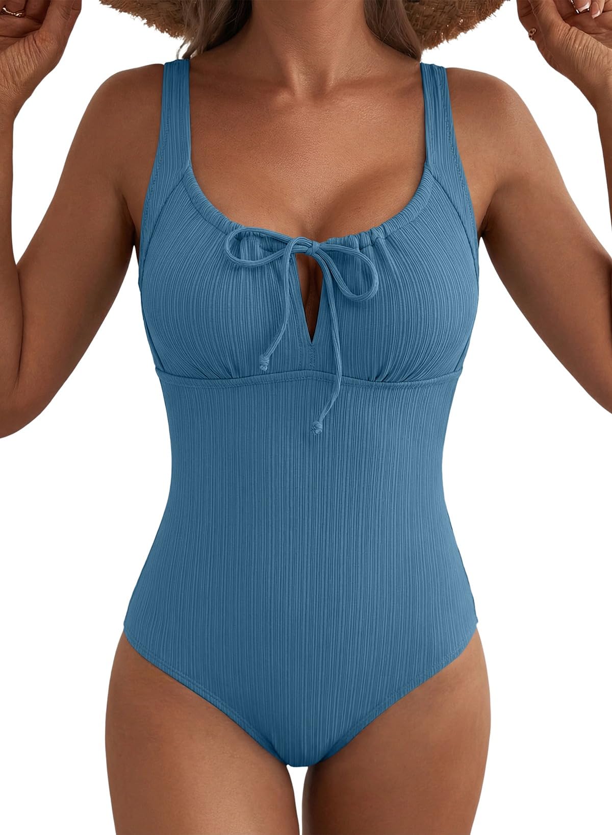 Photo 1 of Aleumdr Women's Textured One-Piece Swimsuit Blue X-Large