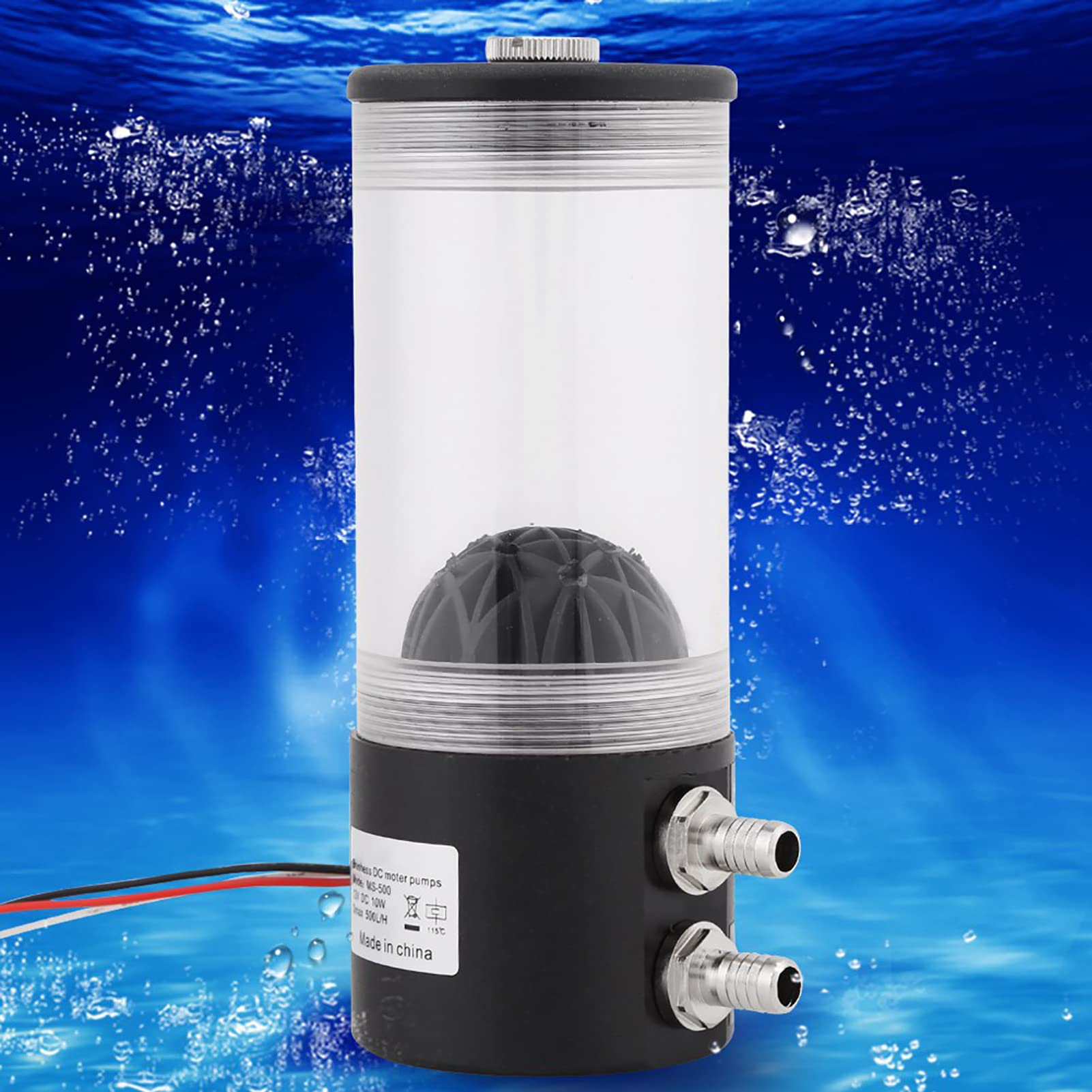 Bomba de CC de refrigeración 500 L/H 10 W CC 12 V Kit integrado Cilindro ultra silencioso de 16 dB de refrigeración líquida para computadora con conector de 3 pines y pared de