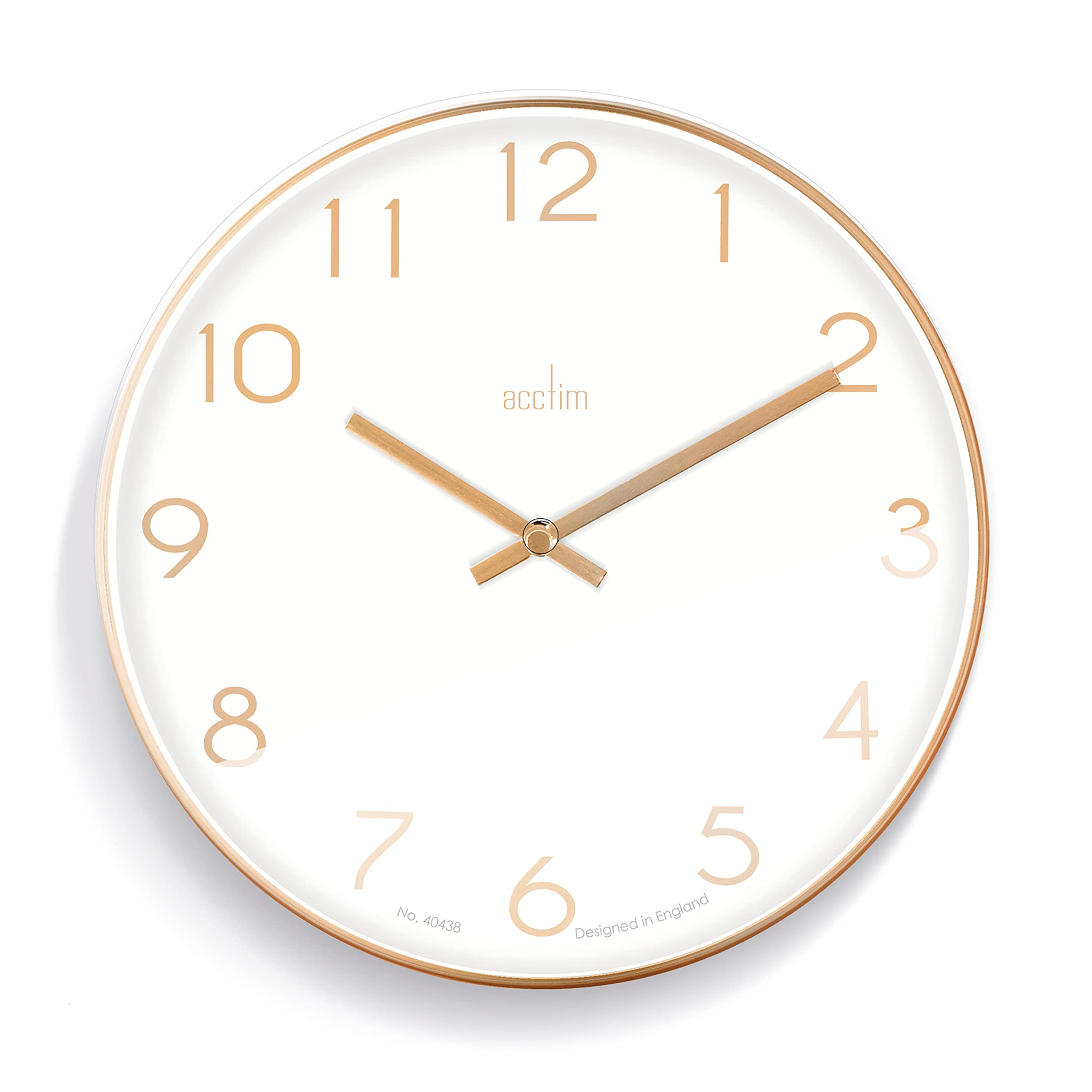 Acctim Copper Elma Wall Clock Quartz Debossed Foil Numerals Effect White 25Cm
