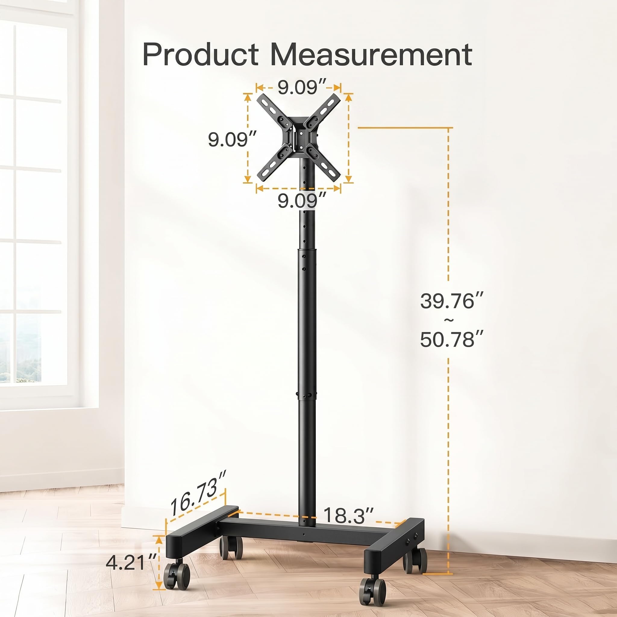 Perlegear Carrello TV portatile, supporto per TV da 13 a 42 pollici, inclinazione di 30°, universale, per TV LED/LCD/OLED, supporto per monitor portatile da 44 lbs, max. VESA 200 x 200 mm