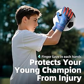 Sportout Youth&Adult Goalie Goalkeeper Gloves,Strong Grip for The Toughest Saves, with Finger Spines to Give Splendid Protection to Prevent Injuries,4 Colors (Dark Blue, 10)