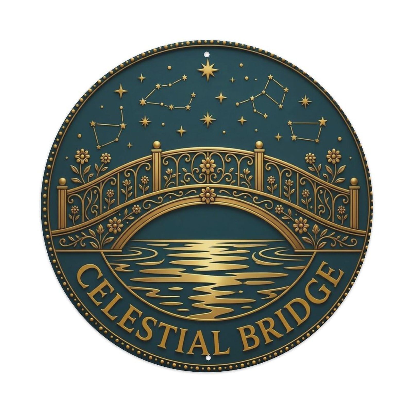 Vintage Celestial Bridge Flower Zen Yoga Metal Tin Sign