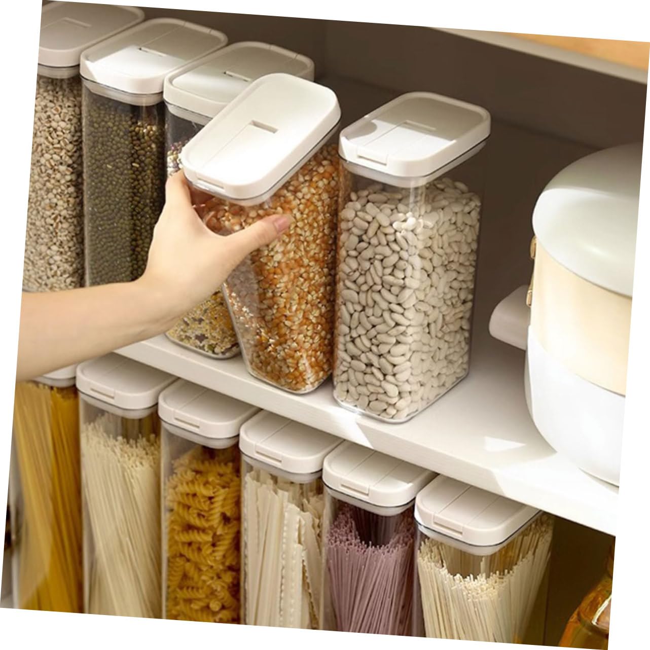 PRETYZOOM 5piezas Contenedor De Pasta Reutilizable Tapa Hermético y Transparente Para Espaguetis y Alimentos Secos Para Cocina y Almacenamiento Organizado
