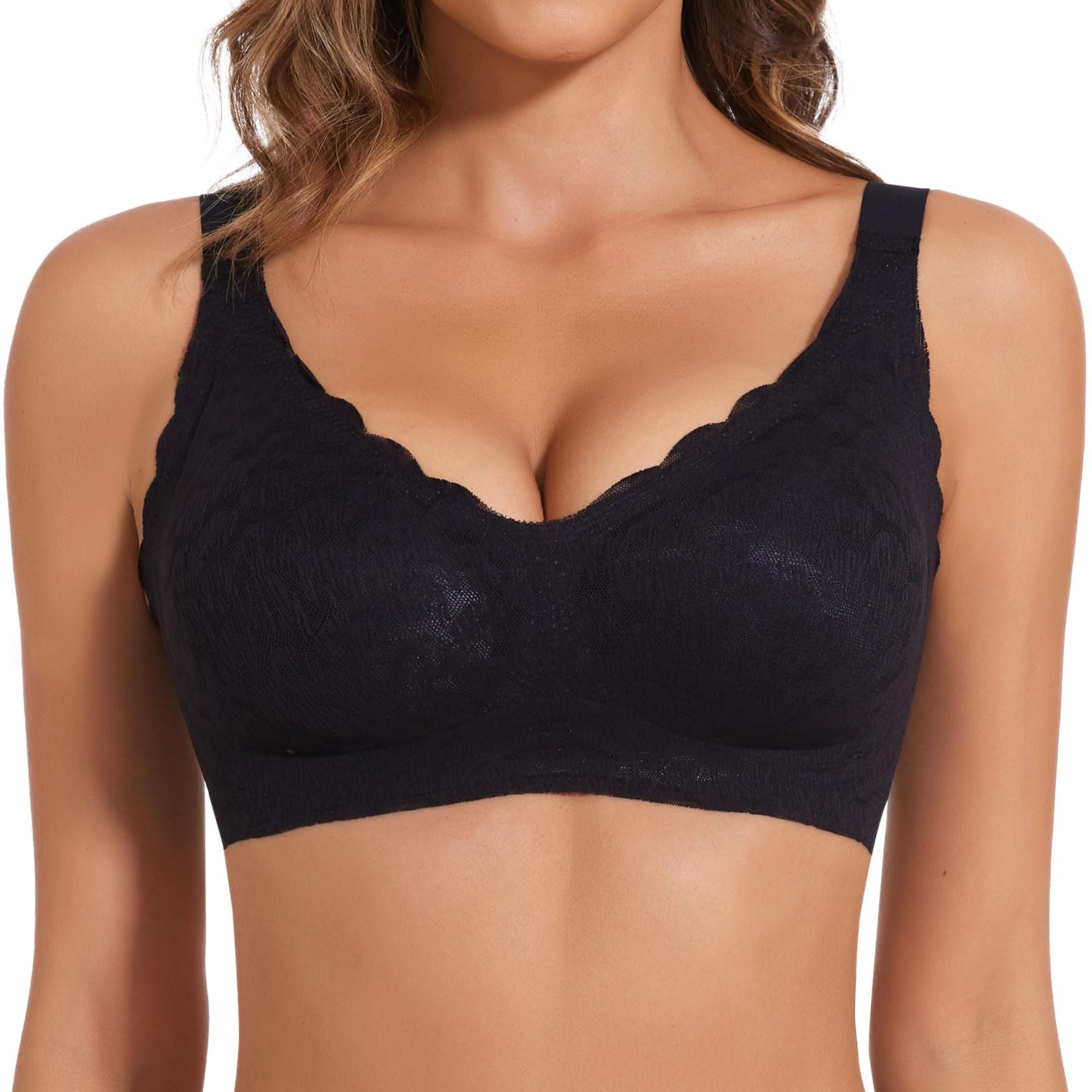 Joyshaper BH Damen Ohne Bügel Mit Spitze Gepolstert BH Bra Bralette | V Ausschnitt Bra Bequemer BHs