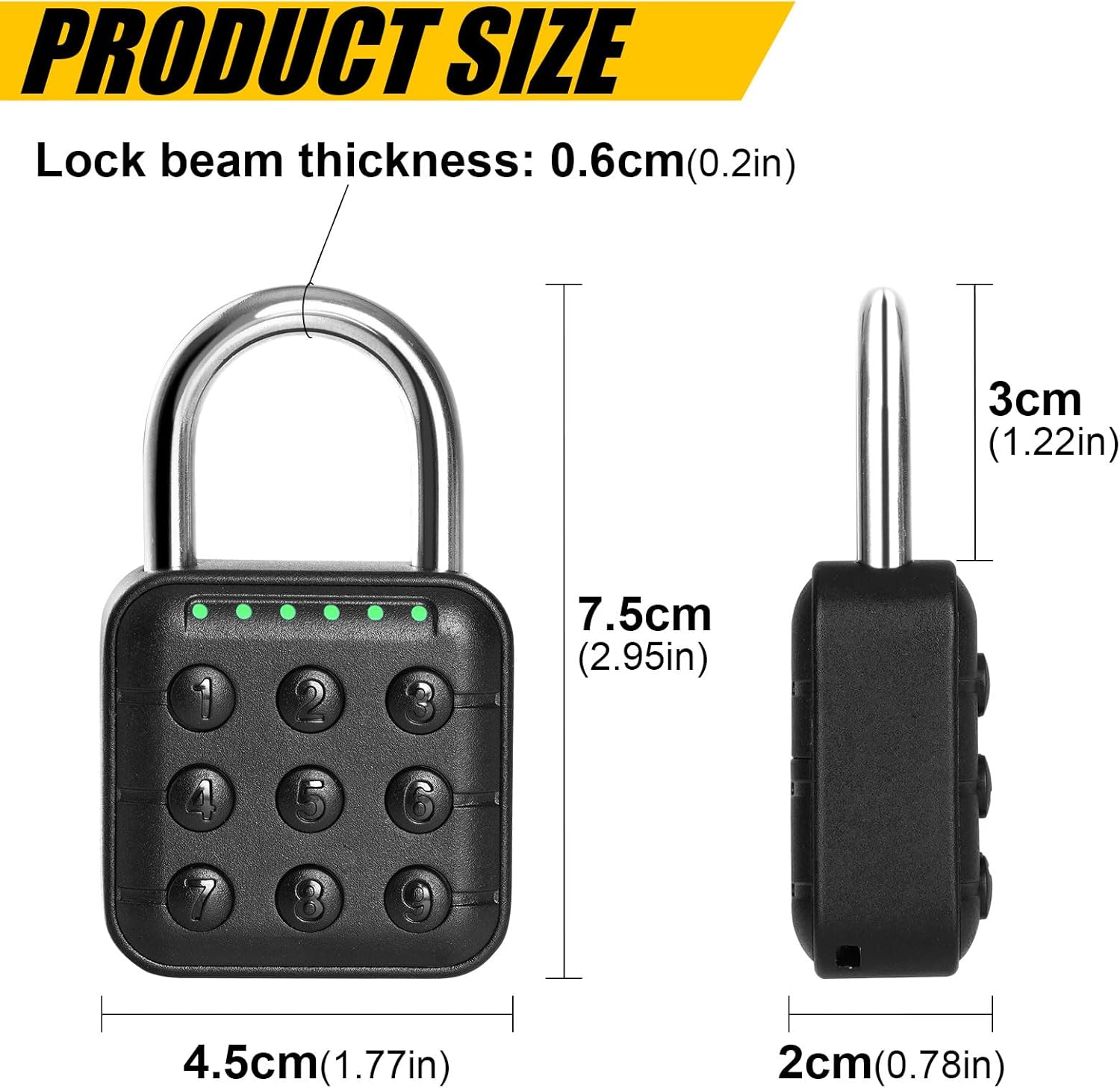 DELSWIN Combination Lock for Locker - 6-Digit Combo Lock Waterproof Smart Padlock for School Gym Lockers, Gates, Fence and Storage Unit (Black)