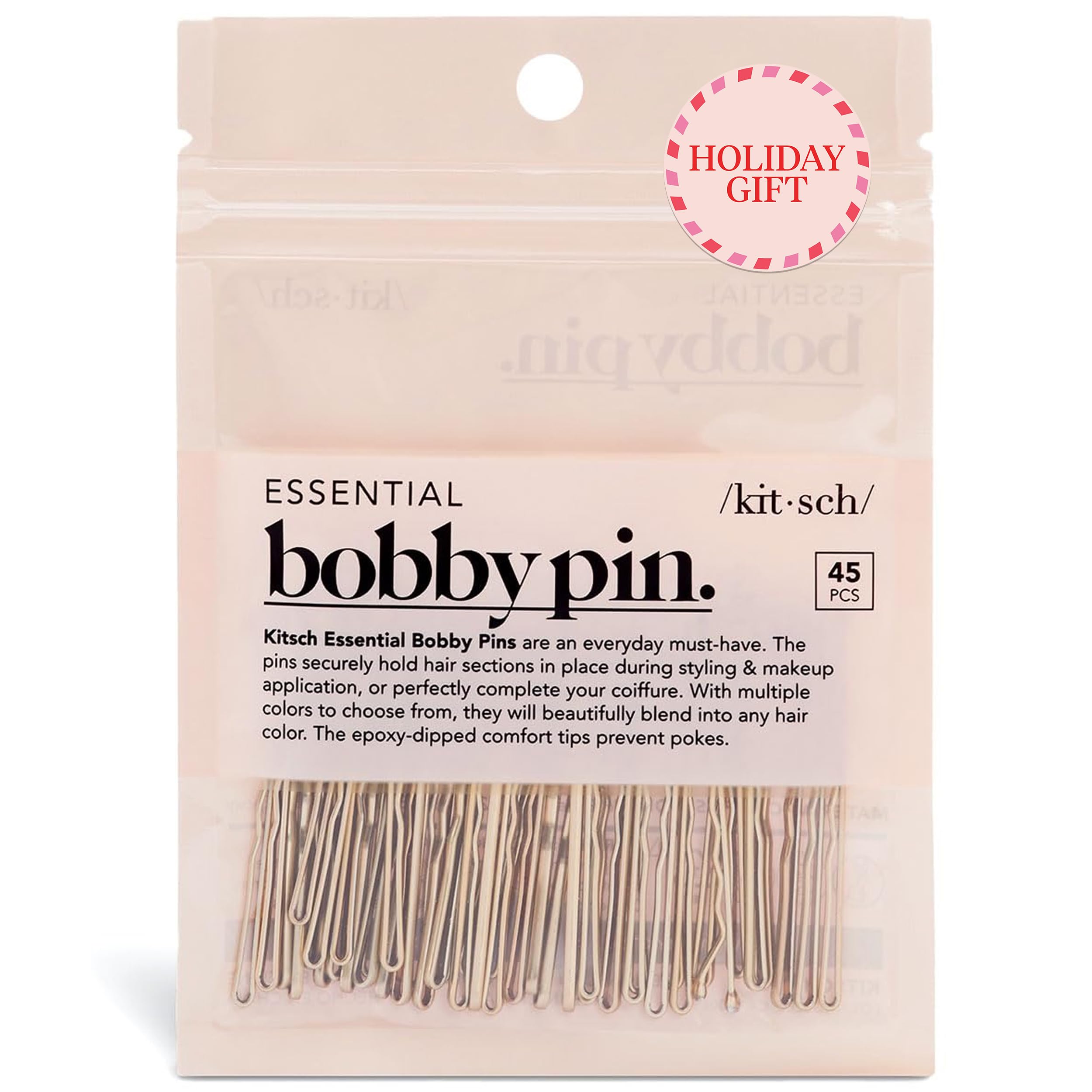 Kitsch Essential Bobby Pins | Hair Pins for Buns | Hair Bobby Pins for Thick Hair & Thin Hair | Hair Pins for Styling | Holiday Gift | Hair Pins for Women | Hair Accessories 45 pc - Blonde