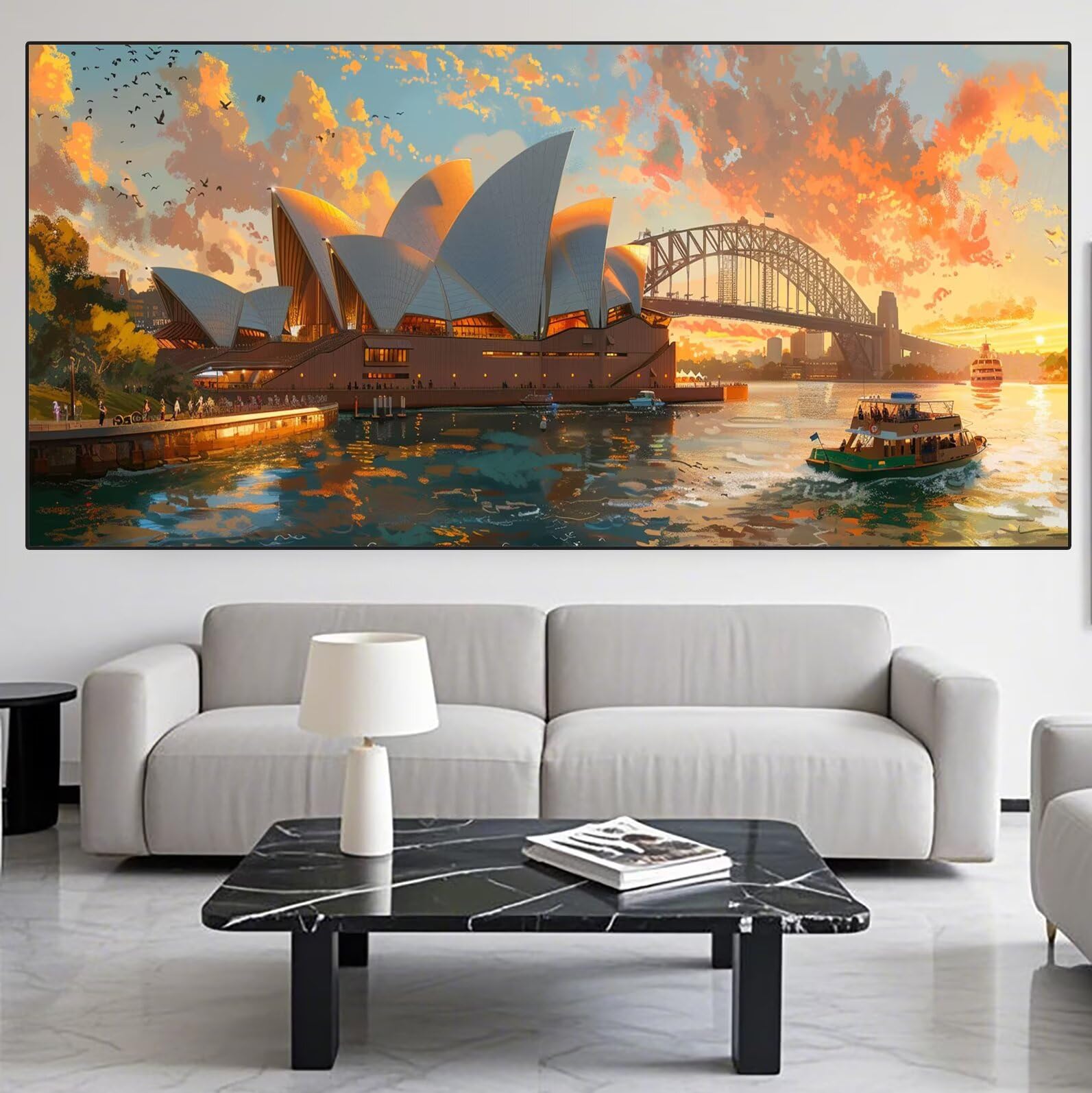 Sydney Diamond Art Sunset Diamond Painting Arts and Crafts dla dorosłych, zestaw do malowania diamentami 5D, dorosłych, Crysta, haft krzyżykowy, zestaw do haftowania dla początkujących, dekoracja