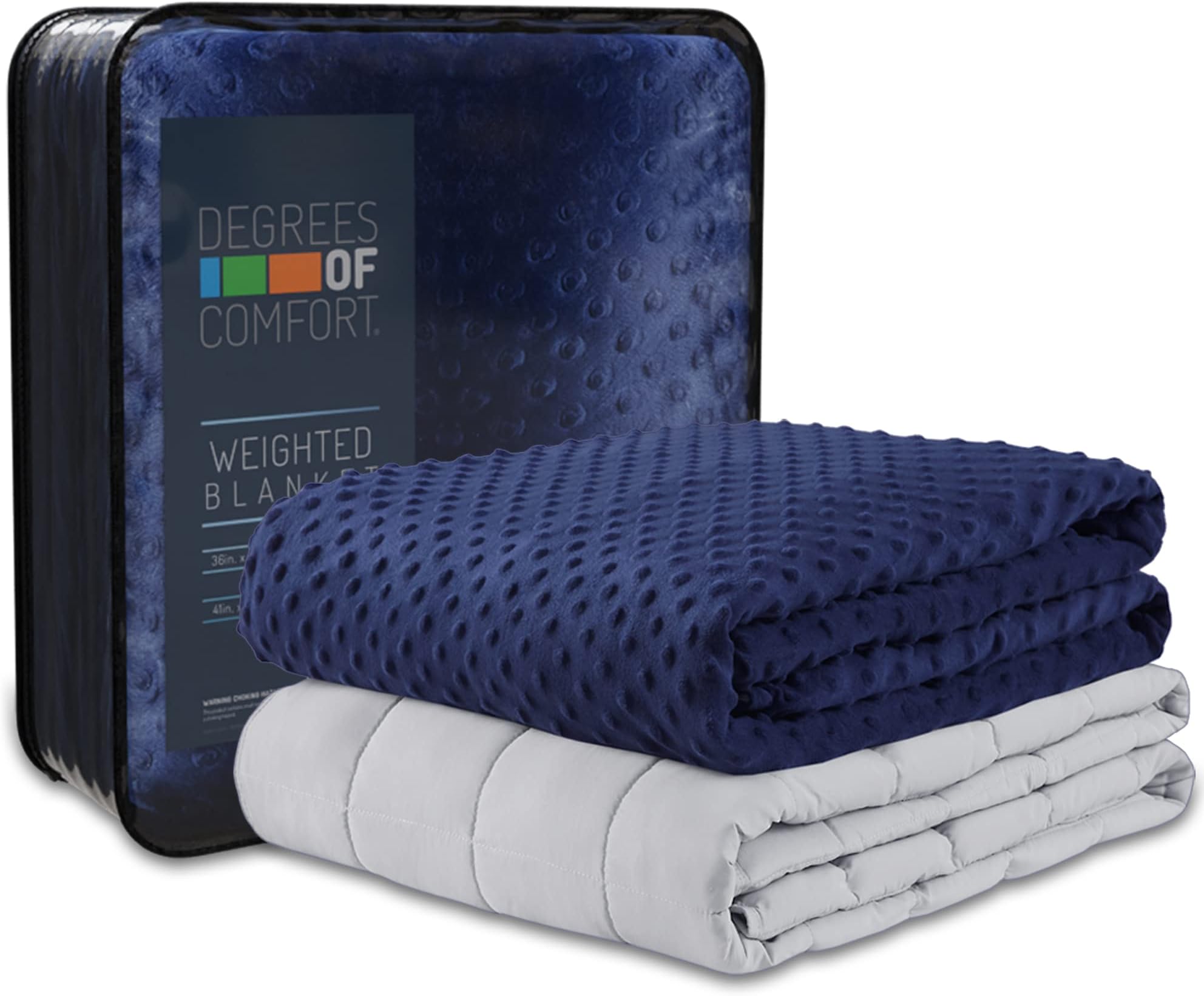 Weighted Blanket w/ 2 Duvet Covers for Hot & Cold Sleepers|Advanced Nano-Ceramic Beads Deliver Durability & Silky Comfort (48x72 15LB Navy)