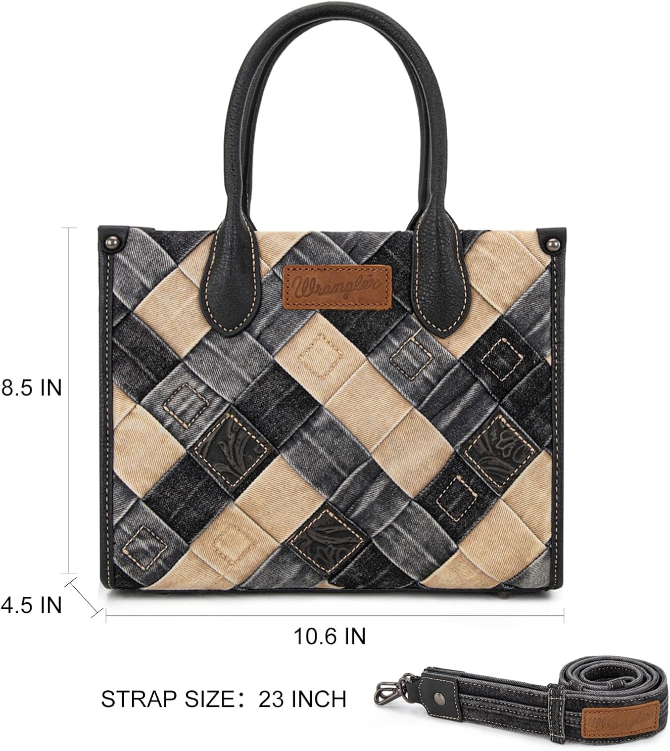 Montana West Wrangler Tote Bag for Women Canvas Woven Top Handle Handbags with Guitar Strap Retro Purse Boho Shoulder Bag - Image 4