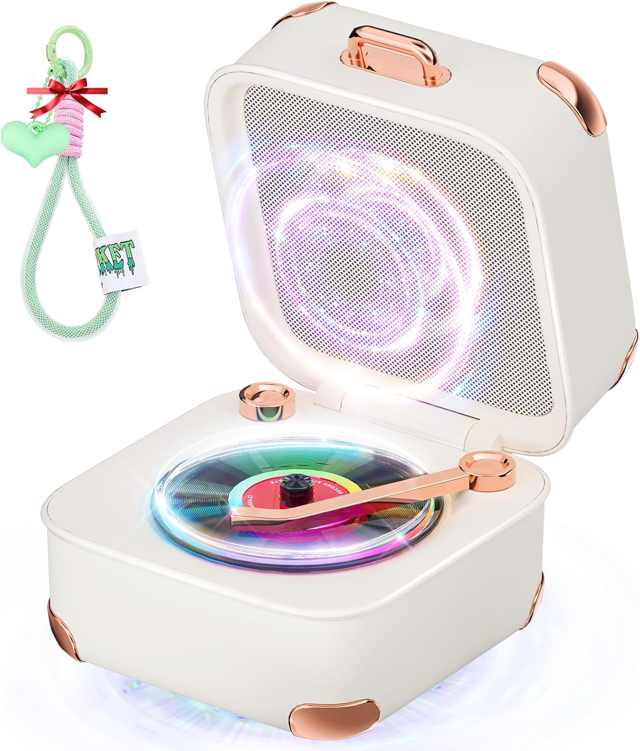 Bluetooth Speaker Wireless【2025 Creative Design Award】【52mm Titanium Diaphragm for Hi-Fi Audio】 Speakers Wireless Bluetooth Creative and Cute Desktop Suitcase Design with Manual Knob Control White