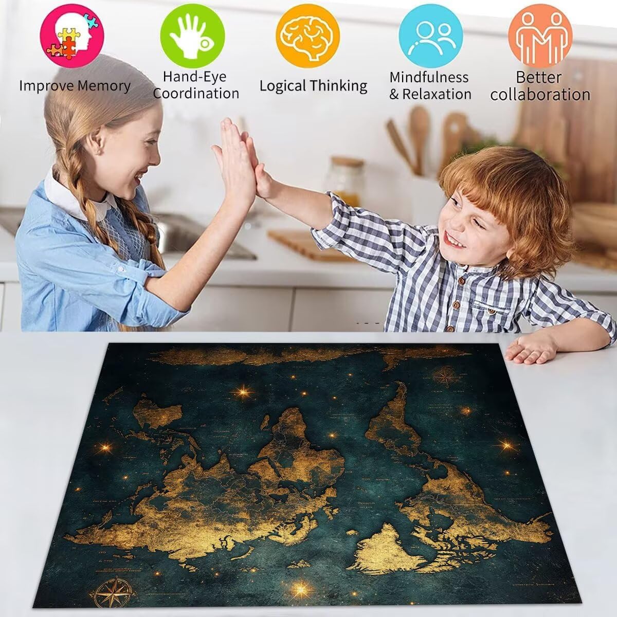 Puzzle Erwachsene 3000 Teile Weltkarte Erde Educa Jigsaw für Kinder ab 8 Jahren Mädchen Jungen, Erwachsene Impossible Klassische Puzzles Schwer, Anspruchsvoll Spielspaß, Als Geschenke 81x122cm t-878