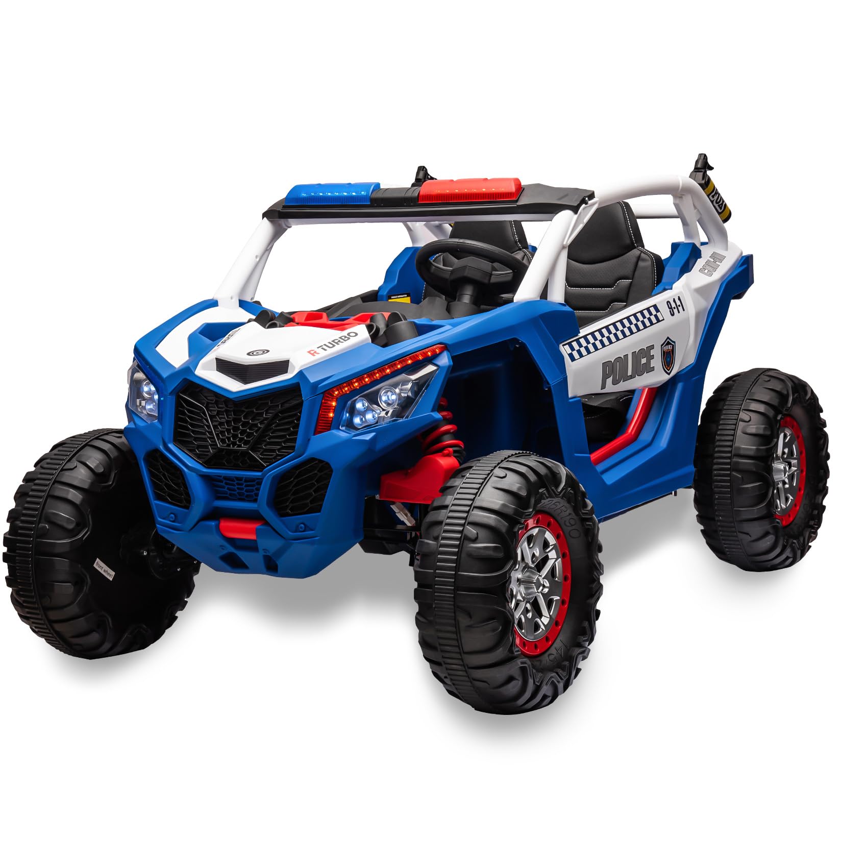 Photo 1 of ***MISSING PIECES -NO REMOTE CONTROL -SELLING AS IS*** Two Seater 24V Kids Ride on UTV Car, Hetoy 4WD 300W Motors Powerful Electric Vehicle 4 Shock Absorbers, Leather Seats, Music and Lights, Electric Car for Kids, Blue