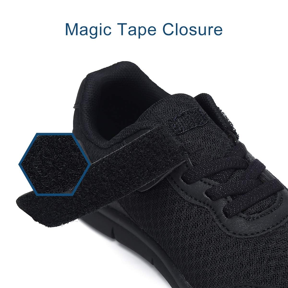 Nihaoya Boys Girls Sneakers Kids Lightweight Breathable Strap Athletic Running Shoes for Little Kids Black 4.5 Toddler