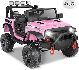 Hikole 24V Ride on Car w/Remote Control, Battery Operated Vehicles for Boys&Girls, Upgraded 2×200W Motors, Pink Powerd Cars, Better Wheeler Suspension, LED Lights, Bluetooth, 3 Speeds, Gift, Pink