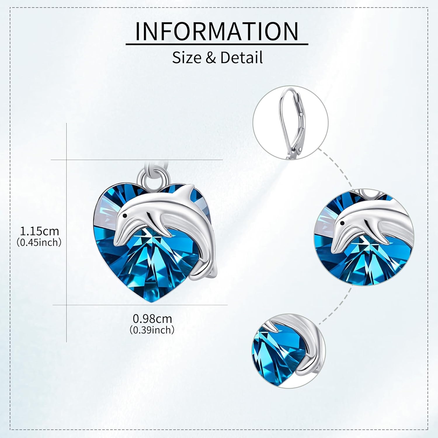 MONGAS Dolphin Earrings Sterling Silver Dolphin Dangle Earrings Heart Ocean Jewelry Gifts for Women - Image 3