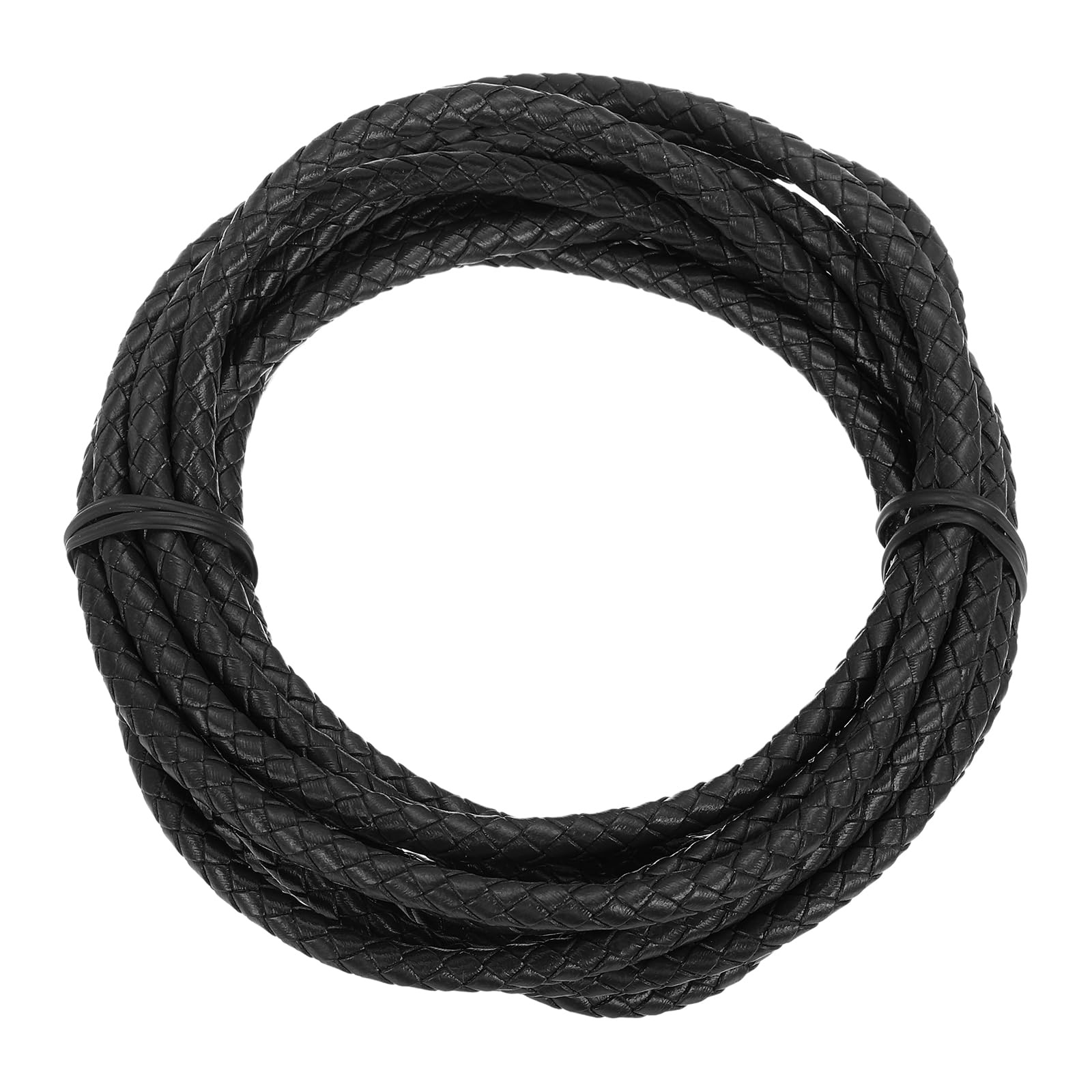 Cordón de cuero trenzado de 6 mm negro para diseñar tus propios collares