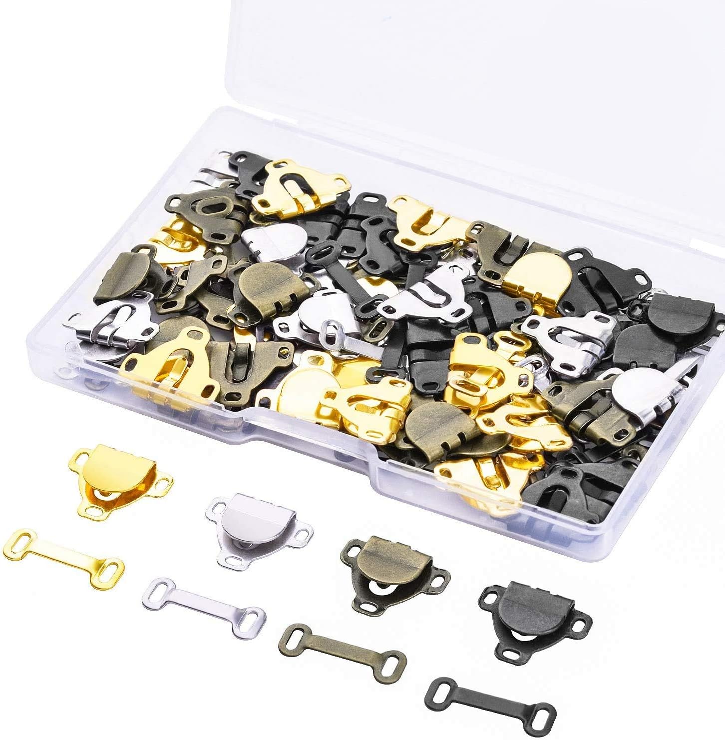 WXJ13 60 Pairs Skirt Hooks and Eyes Sewing Hook Eye Closures for Trousers, Skirt, Dress, Bra Sewing DIY Craft, 11# (1/2 Inch)