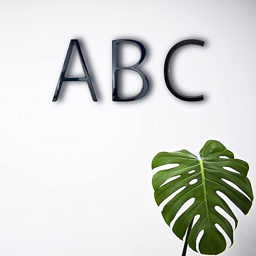 Miniatura 5 de Números de casa de 5 pulgadas, números de dirección de casa o números de buzón, números de puerta flotante de calle, aleación de zinc, negro, letra C