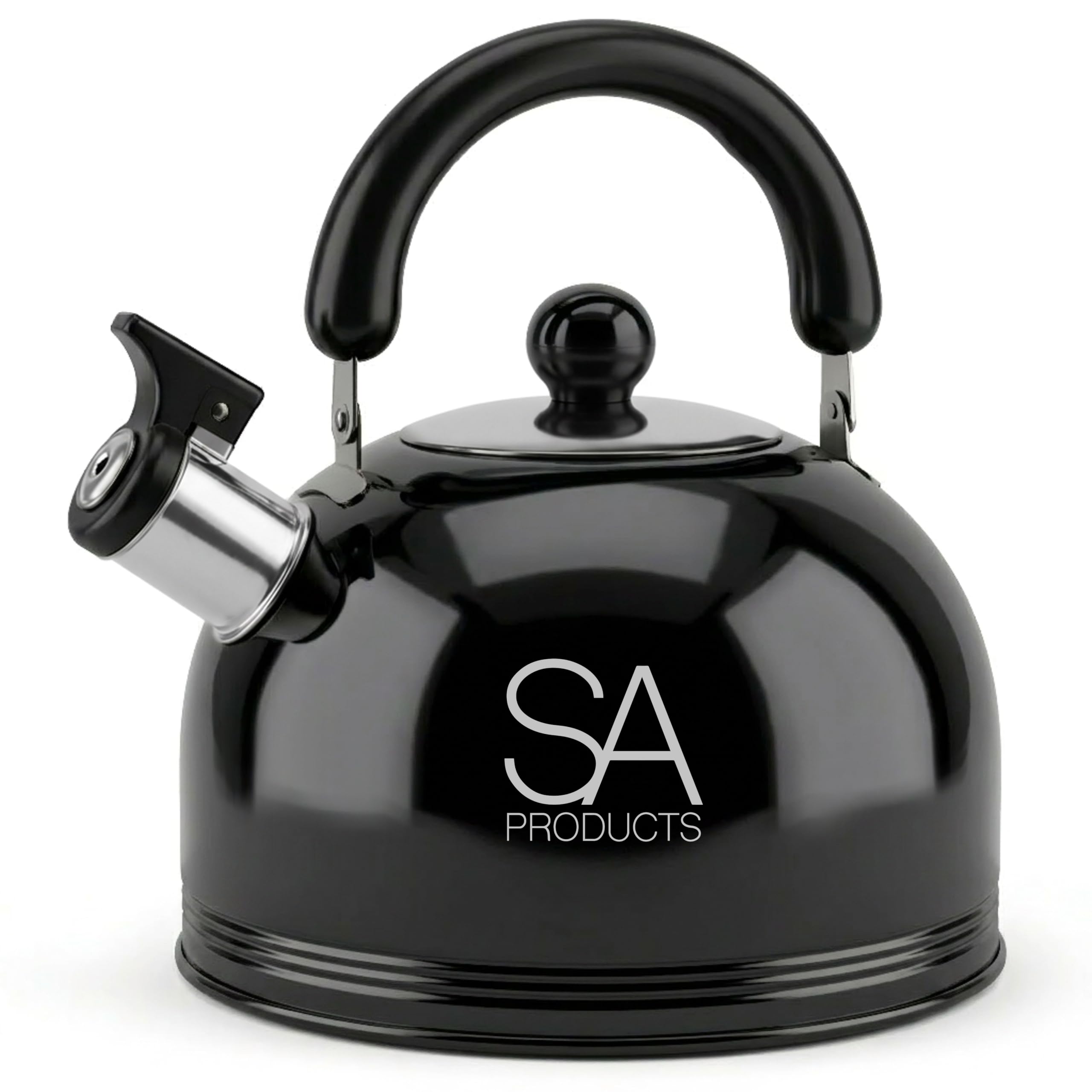 SA Products Camping Kettle 3L - Stainless Steel Whistling Kettle - Portable Stove Top Kettle for Coffee & Tea - Camping Kettle for Gas Stove & Open Fire - Camp Stove Kettle - Black
