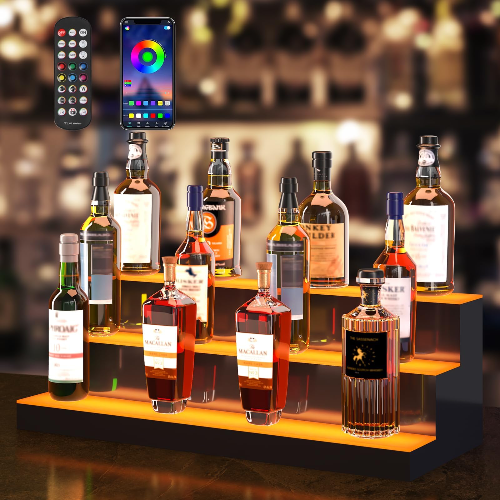 Amazon.com: tongmo 2 Pack Liquor Bottle Stand - 3 Tier Liquor Bar ...
