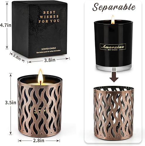 Miniatura 5 de Velas grandes en liquidación, paquete de 3 velas perfumadas, regalos para mujeres con 3 portavelas, velas para el hogar, velas de soja de larga