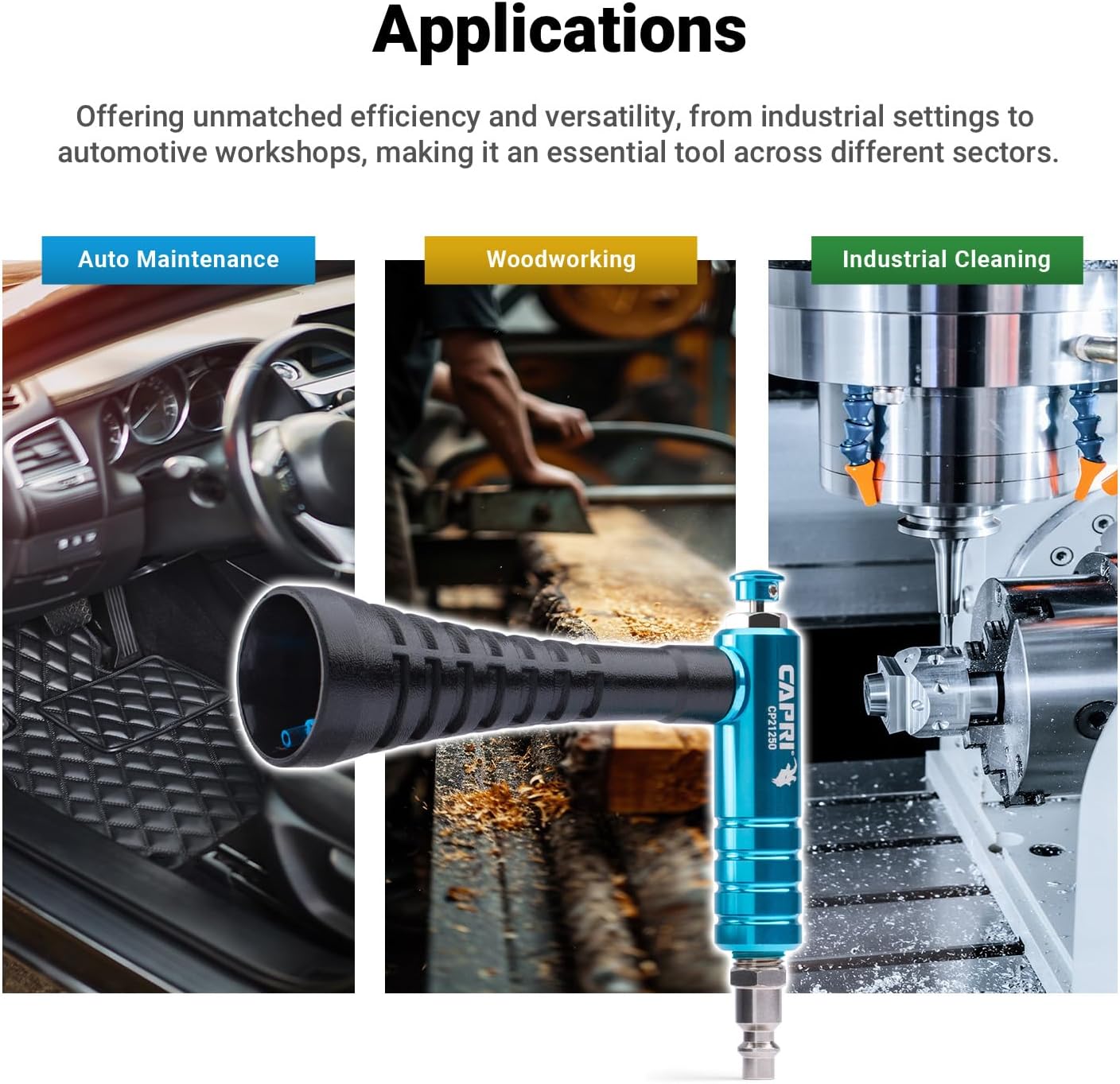 Capri Tools Sandstorm Air Blow Gun with High-Velocity Whirlwind Nozzle