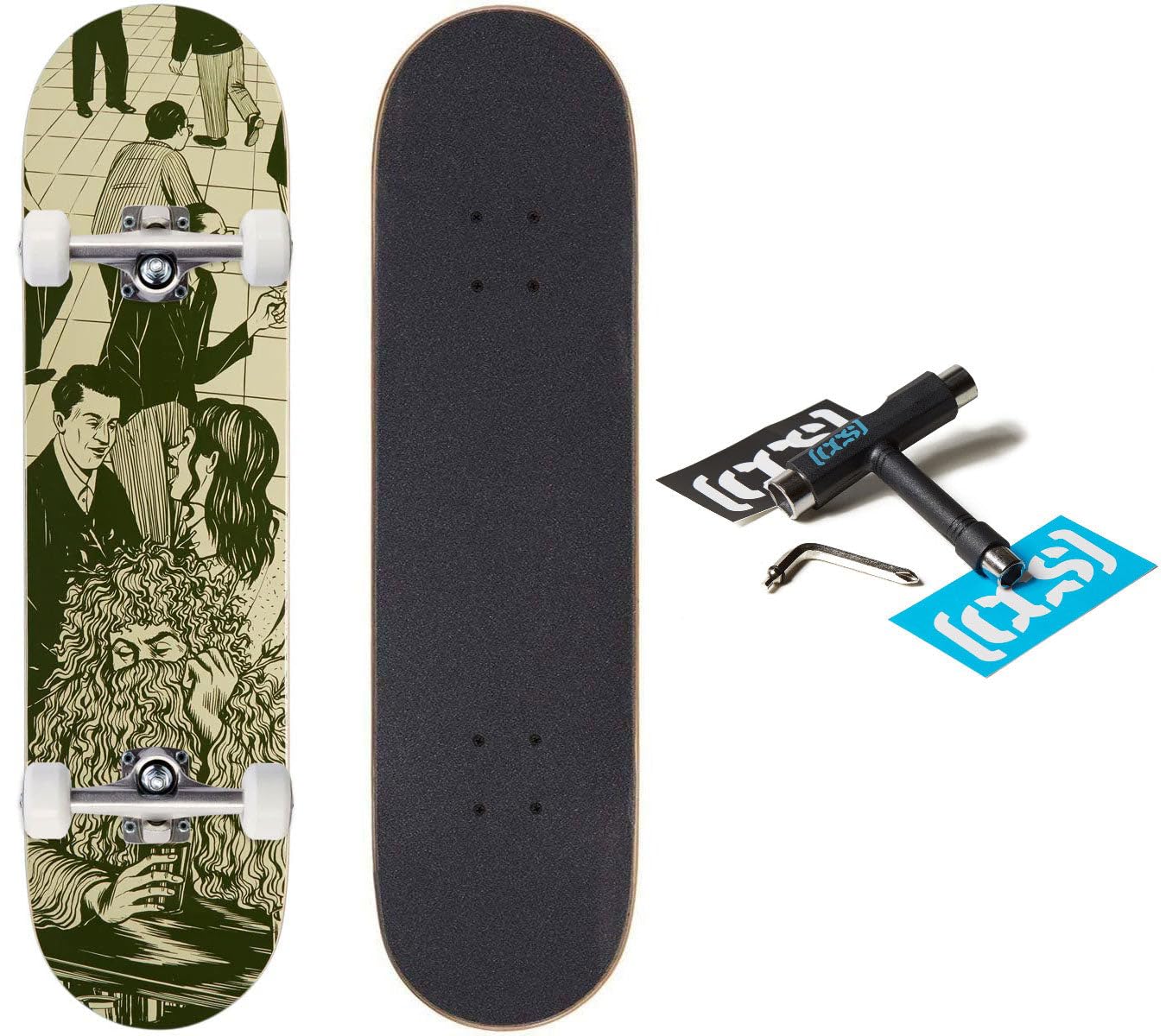 CCS Social Camouflage Skateboard Complete Maple Wood Professional Grade Fully Assembled with Skate Tool Stickers Adults Kids Teens