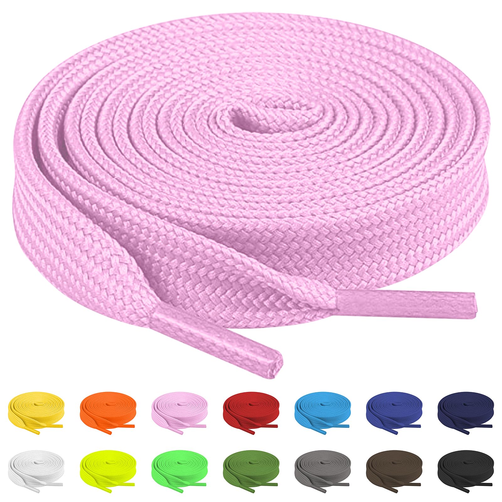 TBOC Cordones Planos para Calzado Zapatos Deportivas Zapatillas Botas Cordón Patines Fútbol Deportes [Ancho 8 mm] Compatibles con Converse Nike Adidas Panama Jack Vans — view 12