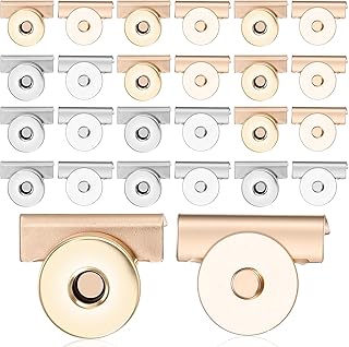 QFGasre 12Pair Snap Buttons Metal Seamless Magnetic Buckle Clasp for Purses and Tote, No-Sew Metal Magnetic Buttons Clasps Purse Closure Clothing Tote Bags DIY Crafts