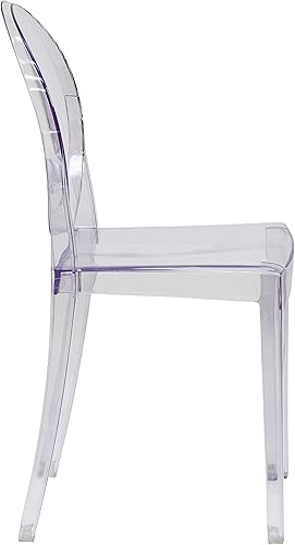 Miniatura 4 de Flash Furniture Cheryl Indoor/Outdoor Ghost Accent and Dining Chair with Contoured Seat, Stackable Transparent Restaurant Chair, Transparent Crystal