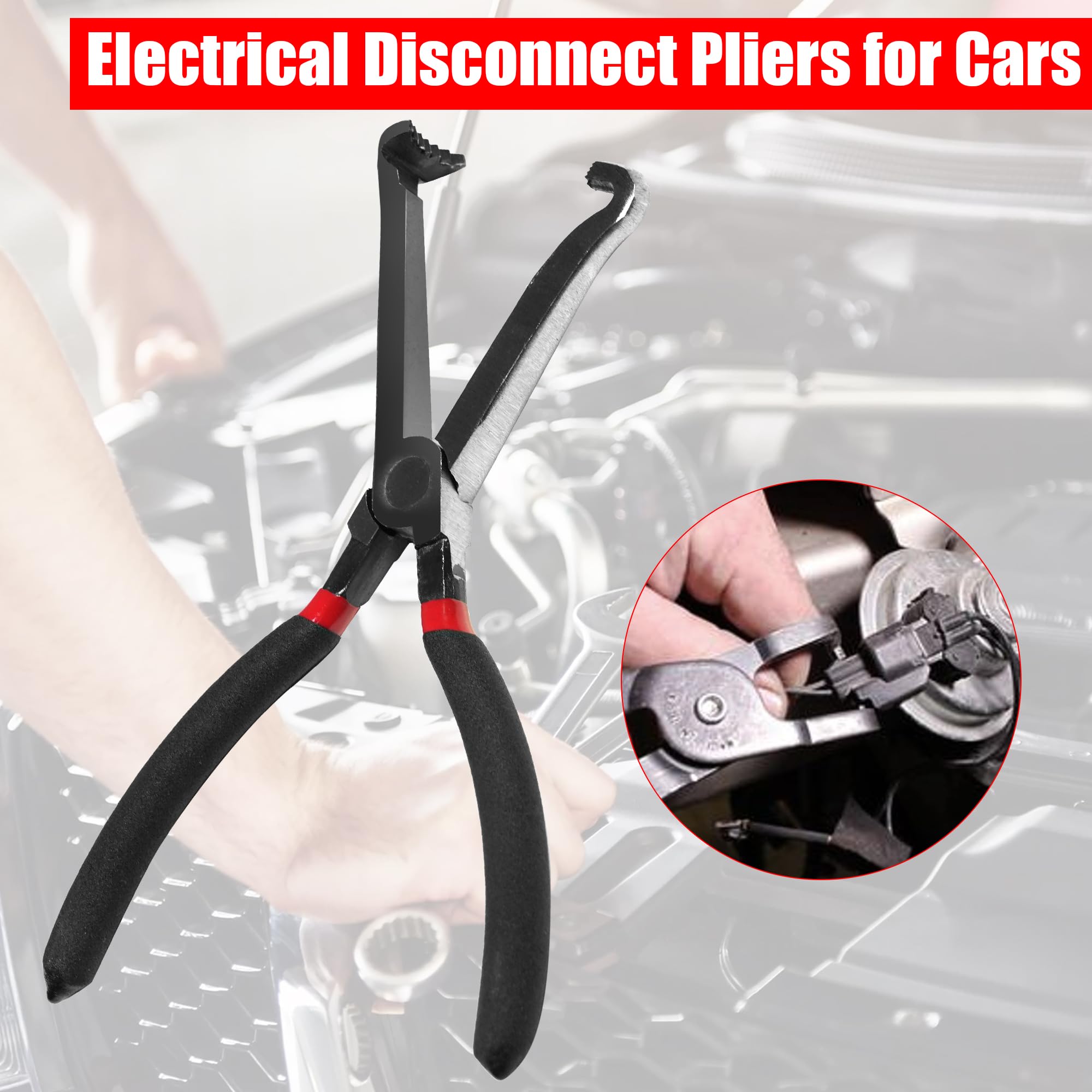 JORMIX 2Pcs Electrical Disconnect Pliers, Automotive Electrical Connector Pliers with Nylon Working Gloves, Perfect for Loosening Sensor Harnesses