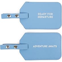 Miamica Womens Luggage Tags with Sturdy Buckle Straps, 6.85" x 3", Blue, 2-Pack