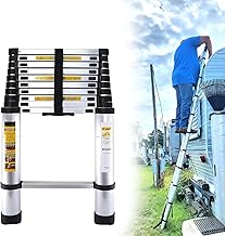Telescopic Ladder Collapsible Step Ladder Securing Bolt 3.2m Extendable Stainless Steel Folding Extending Portable 11 Steps Extension DIY Multi Purpose