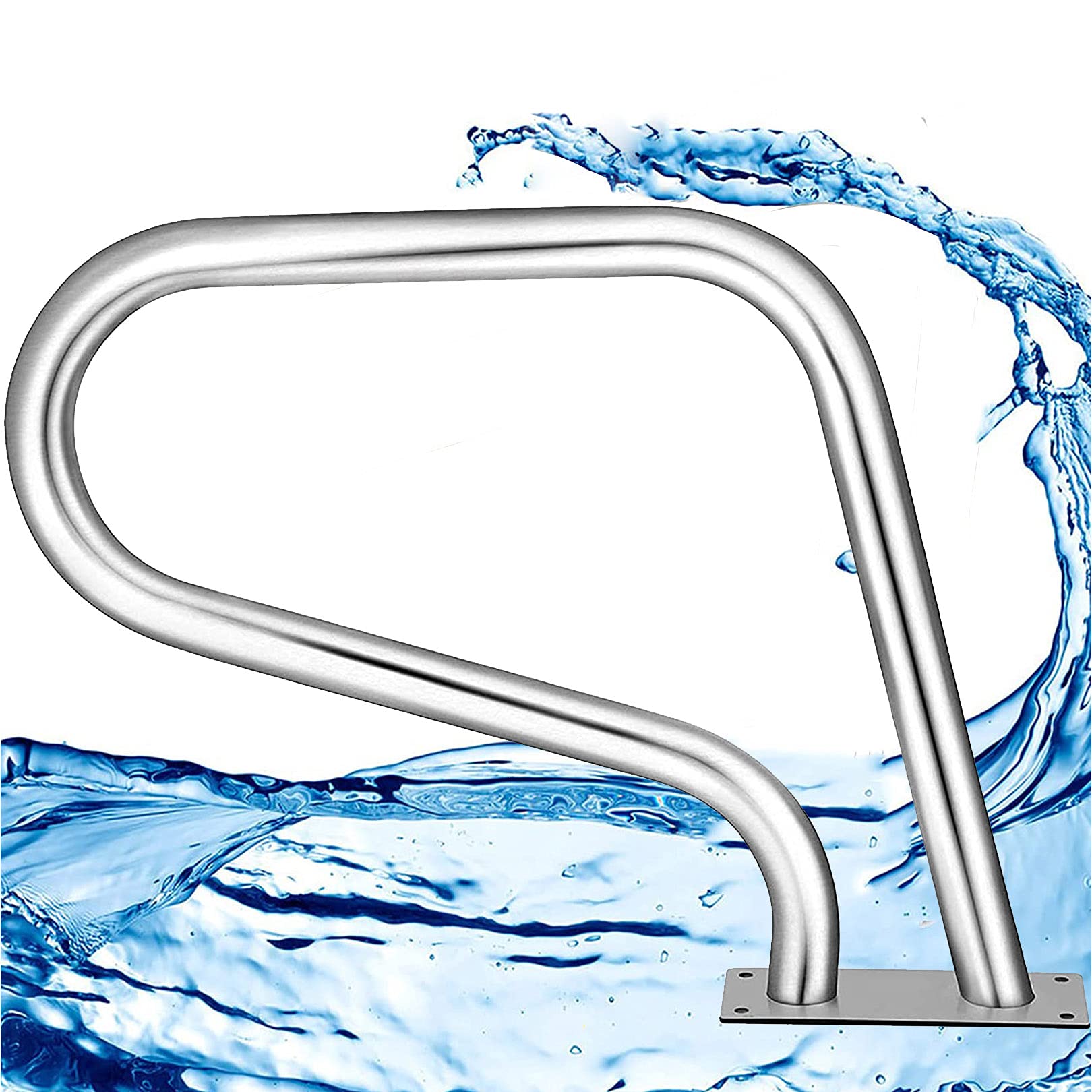 Rampe d'escalier de piscine en inox 304 premium avec embase renforcée 1.5mm