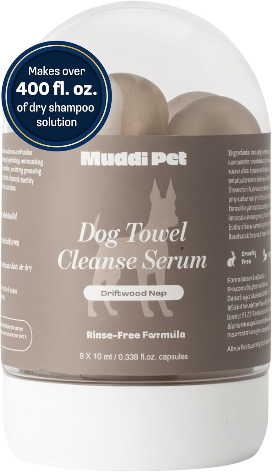 Dog Concentrated Waterless Rinse-Free Shampoo & Conditioner – DIY Dry Shampoo Spray or Towel Cleanse for Dogs – Sensitive Skin, Stress & Itch Relief – 98.65% Naturally Derived – 8x10ml