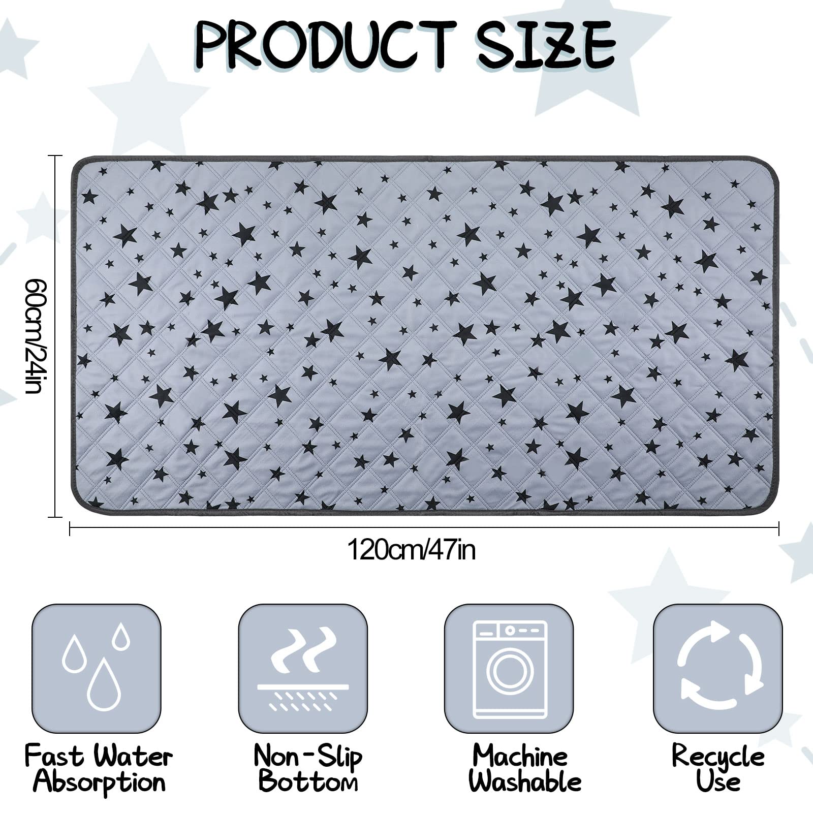 Namalu 4 Pieces Guinea Pig Cage Liners Guinea Pig Fleece Bedding Absorbent Guinea Pig Accessories Reusable Washable Guinea Pig Pee Pad Non Slip Guinea Pig Mats for Cages with Patterns (24 x 47 Inch) - Image 2
