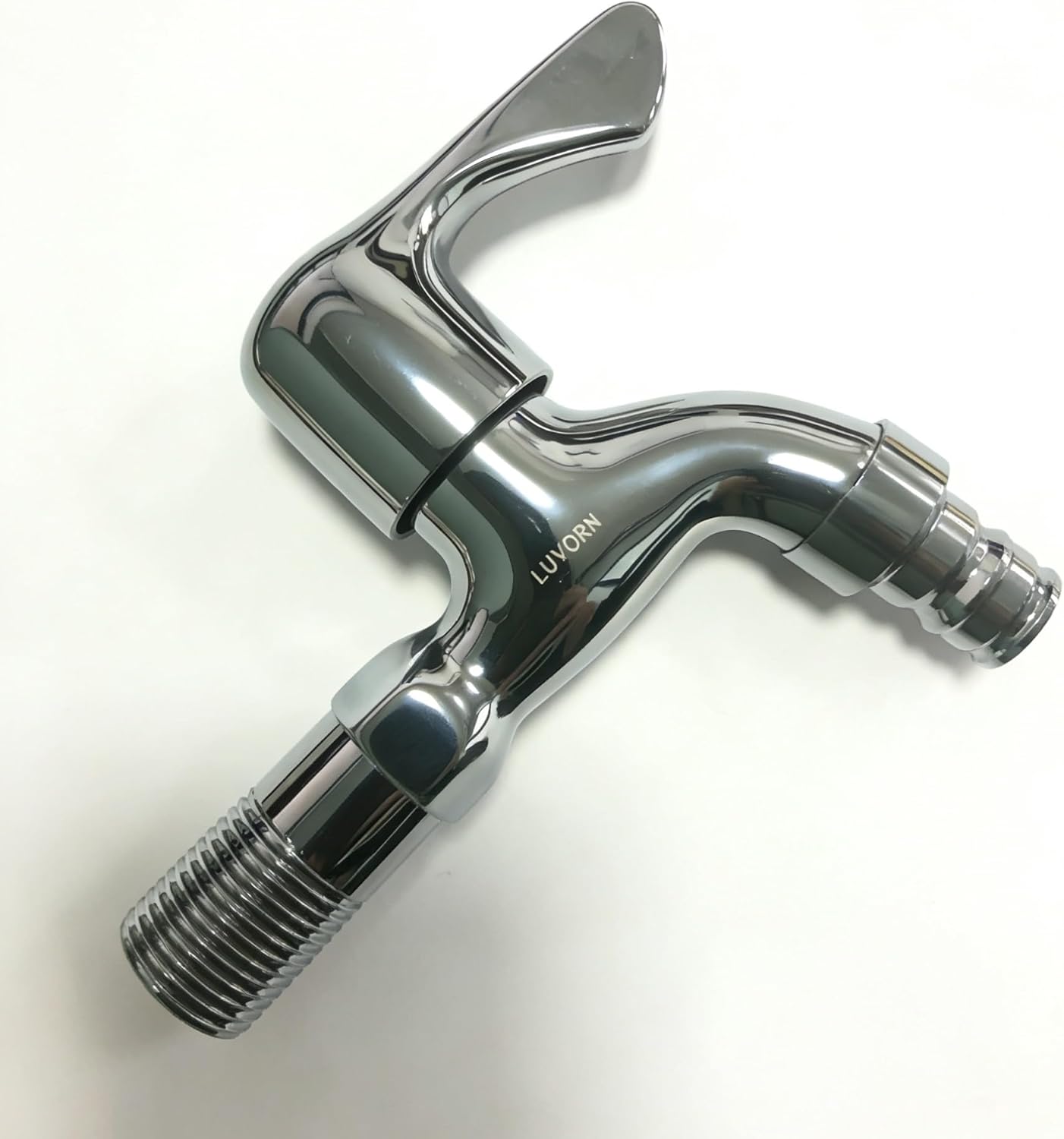 Wall Mounted Brass Bibcock Faucet, Single Cold Water Tap, Chrome Finish, for Mop Pool, Laundry, Utility Sink, Outdoor Garden