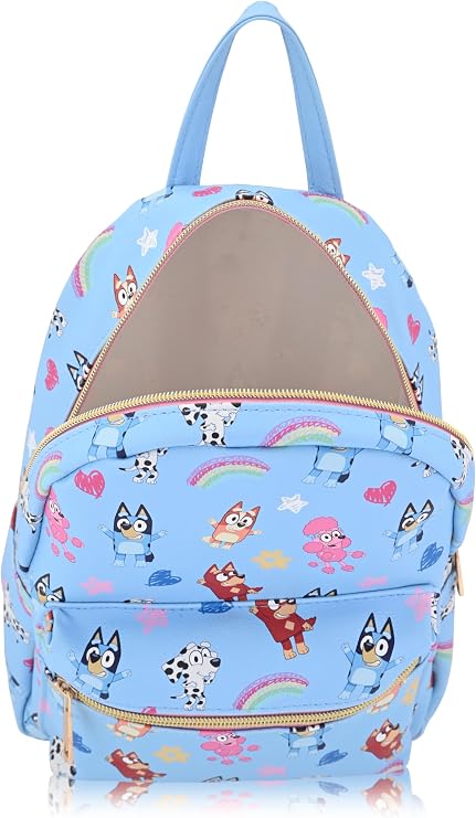 Fast Forward Bluey Backpack for Boys, Girls, Women, Men, Unisex | Cute PU Leather 10 Bluey Mini Backpack Purse Shoulder Purse | Bluey Bag and Bluey Accessories