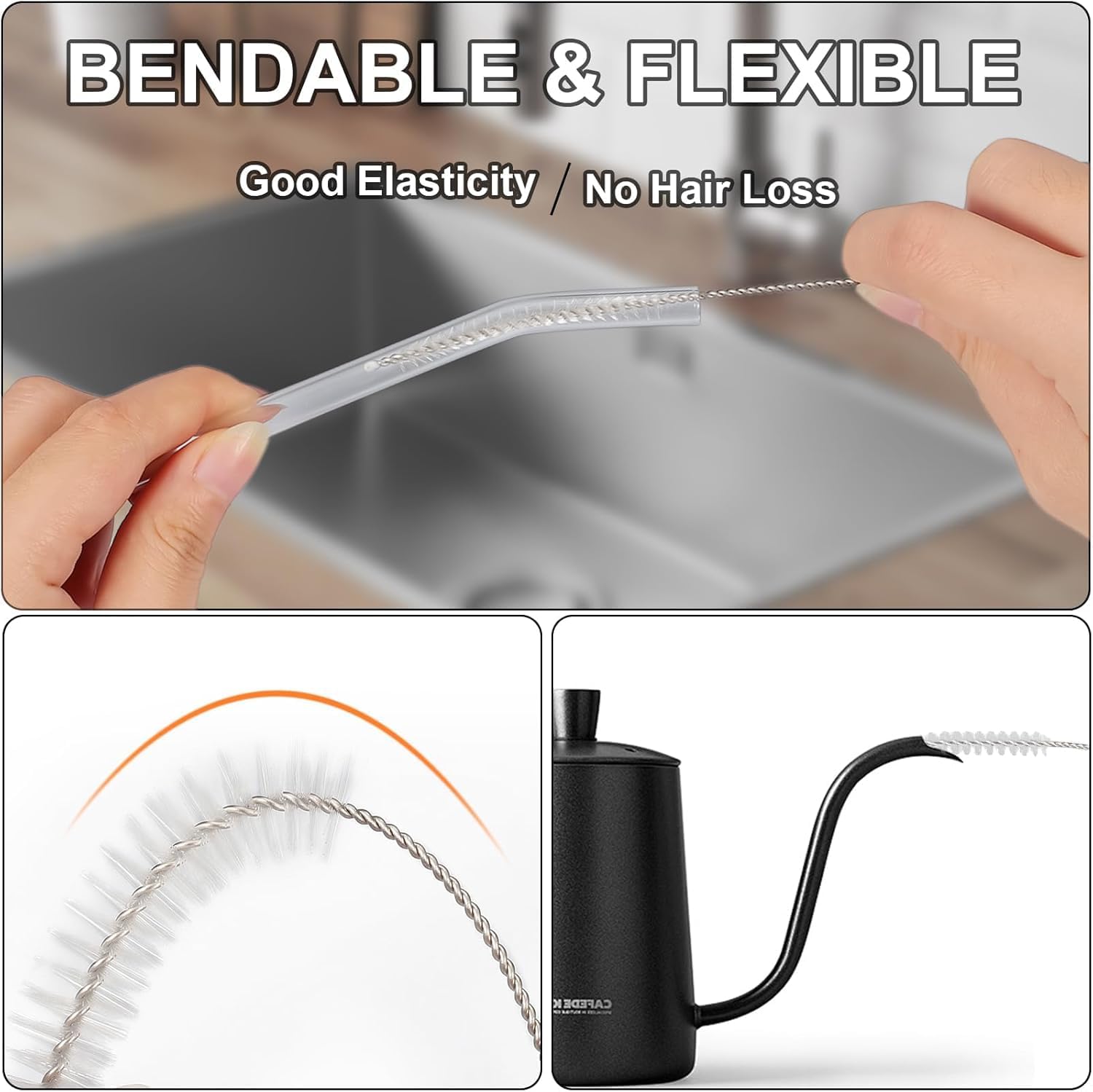 Set of 10 Long Straw Brush Nylon Pipe Tube Cleaner 8-inch 10 Different Diameters Flexible Brush Drinking Straw Cleaning Brush for Sippy Cup, Water Bottle - Image 4