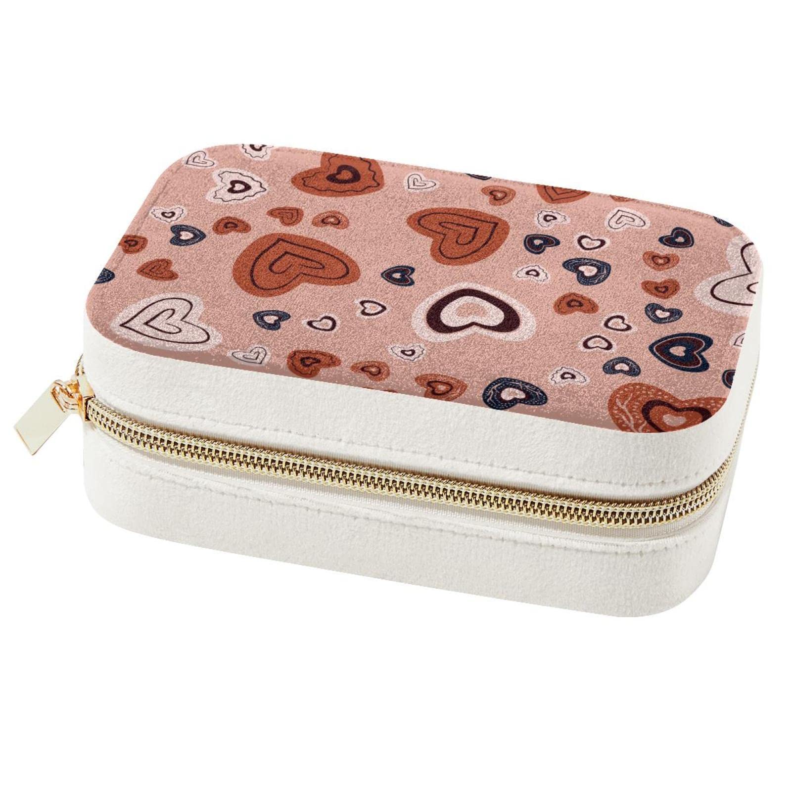 Boîte à bijoux voyage rose avec compartiments anti-nœuds pour colliers et bagues