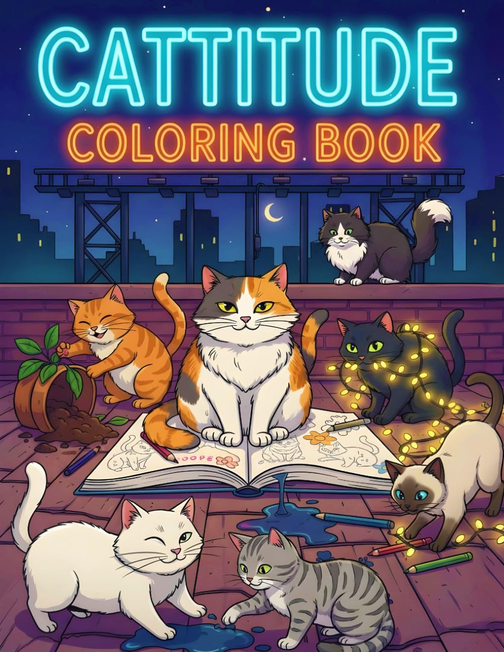 Cattitude Coloring Book: Cute and Sassy Cats for Adults and Teens – Funny Cat Coloring Book for Stress Relief, Relaxation and Cat Lovers Gifts