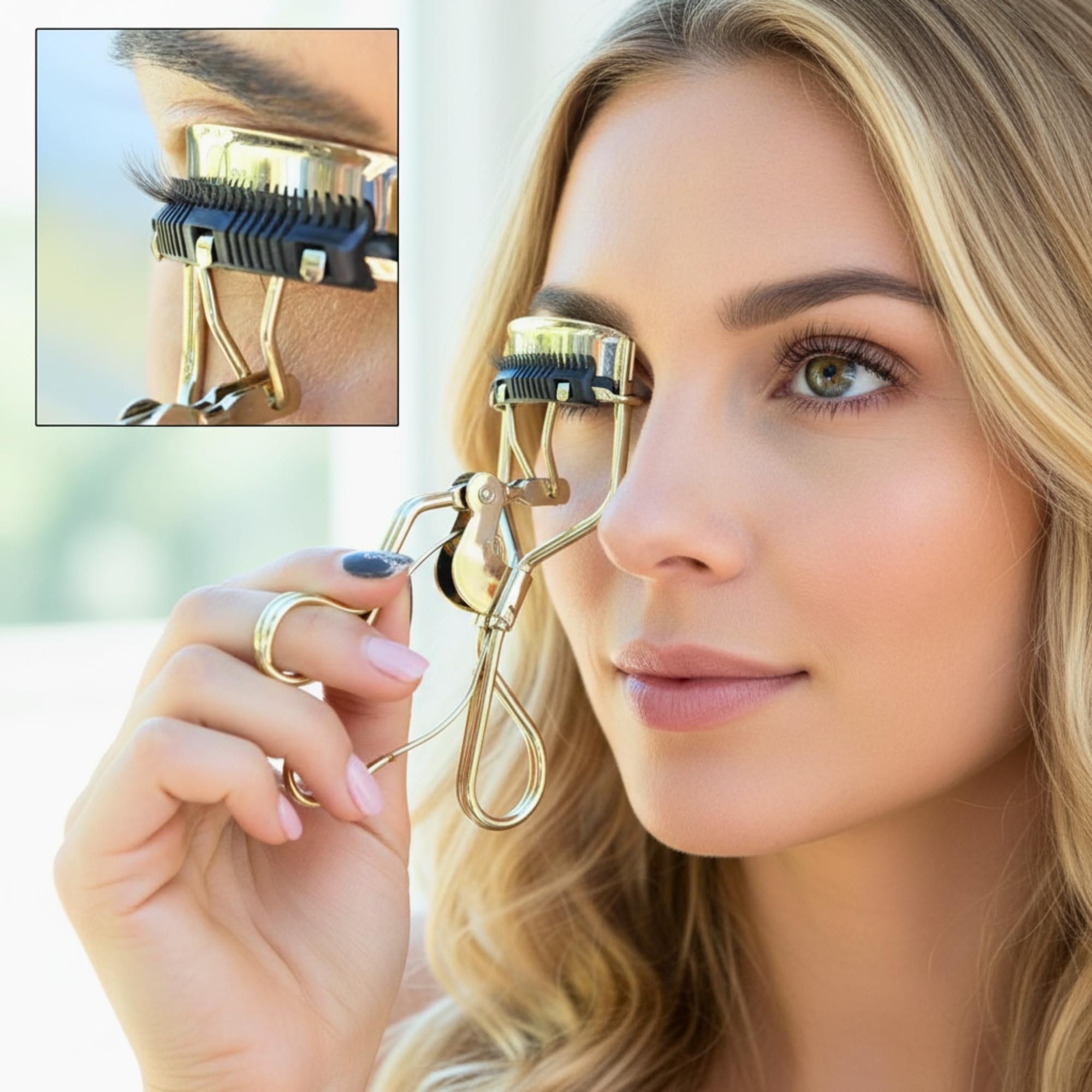 XXL Lashes - Rizador ergonómico con peine incorporado, ideal para pestañas largas y rizadas. Separador de pestañas, rizador de pestañas, herramienta para alargar de pestañas.