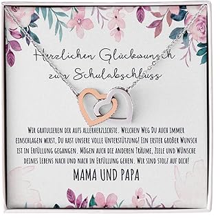 Abschluss 2025 14K Weißgold Halskette Geschenk zum bestandenen Schulabschluss mit personalisi...