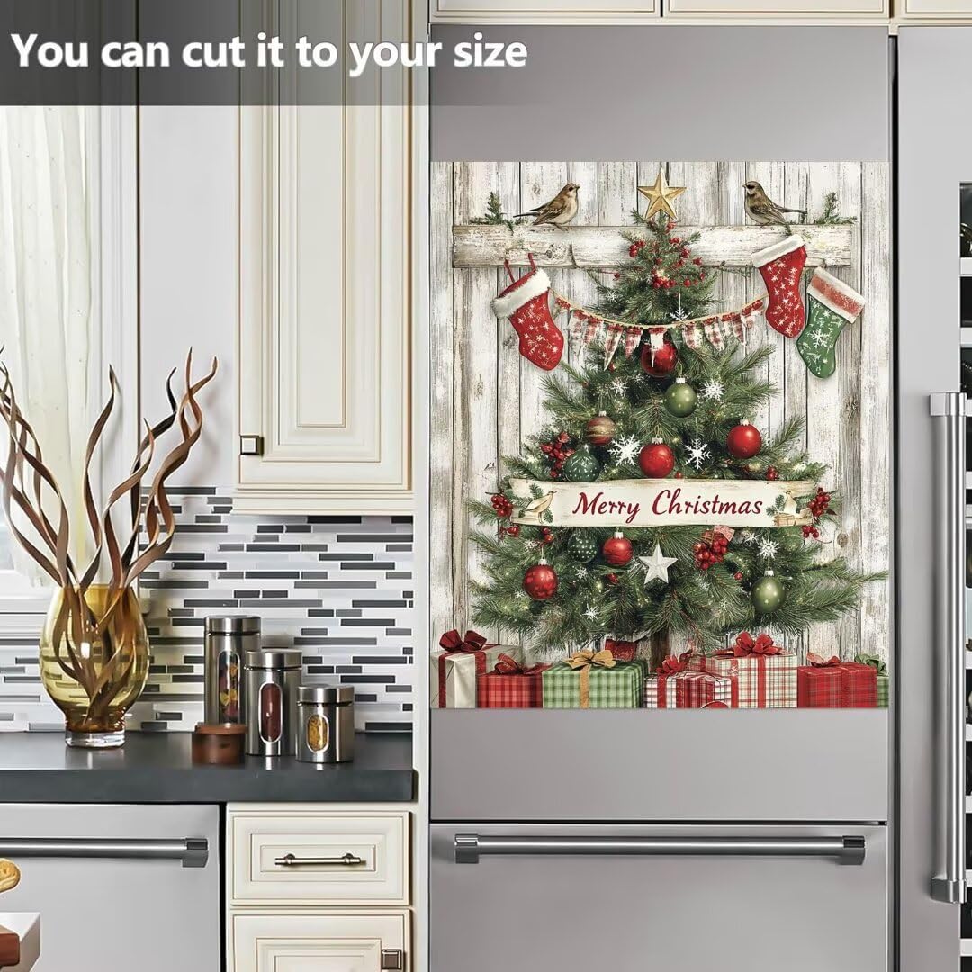 Christmas Tree Magnet Dishwasher Cover Merry Christmas Vinyl Decal for Dishwasher, Xmax Tree Fridge Magnetic Skins Cover, Magnetic Dishwasher Sticker - Magnetic 23" x 26"