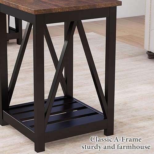 Miniatura 7 de ChooChoo Mesa auxiliar ET2109-SET2110-S (negro, 15.7x15.7x23.6)