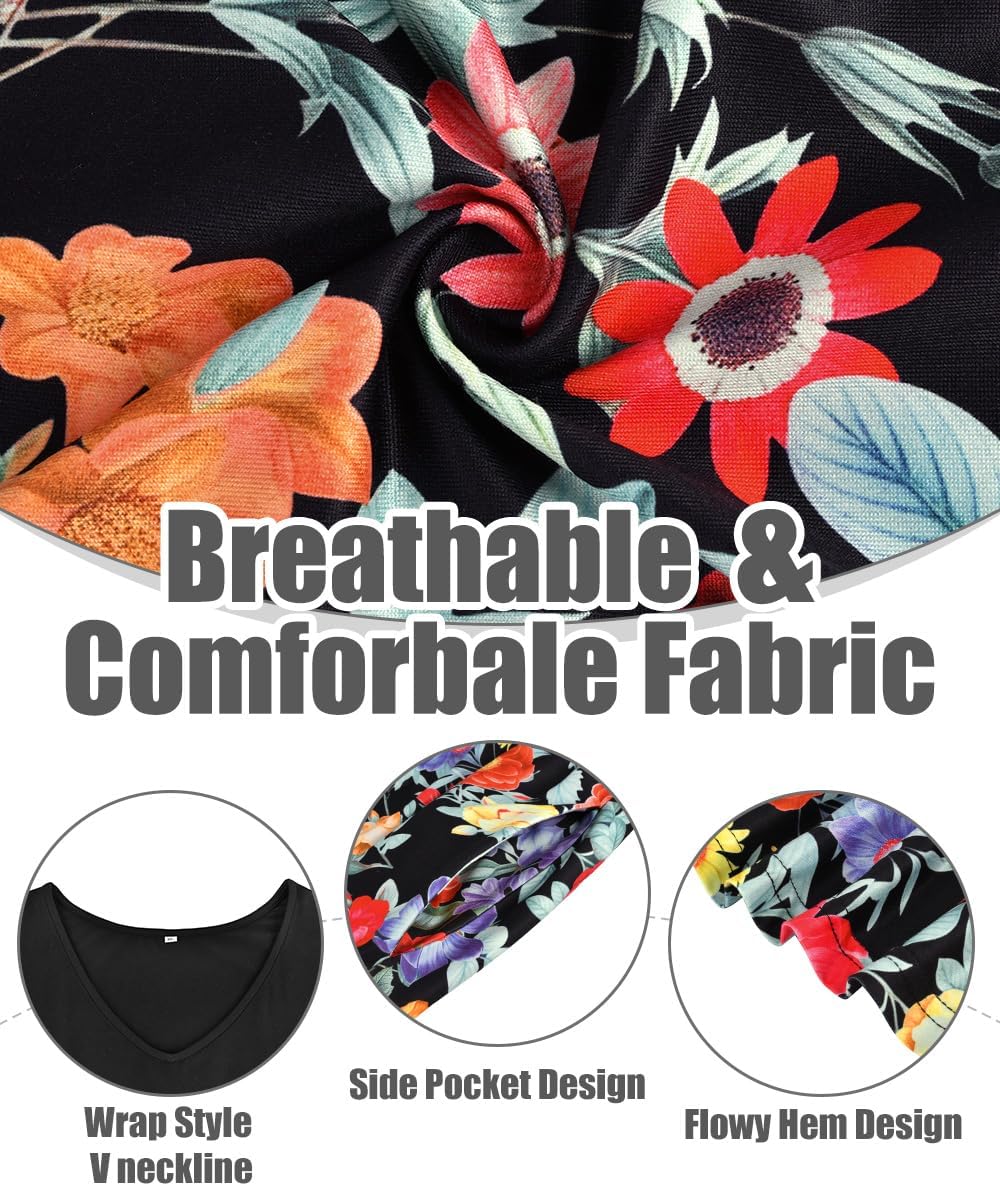 CARCOS Plus Size Dresses for Women Summer Short Sleeve V Neck Patchwork Dresseses XL-5XL - Image 5