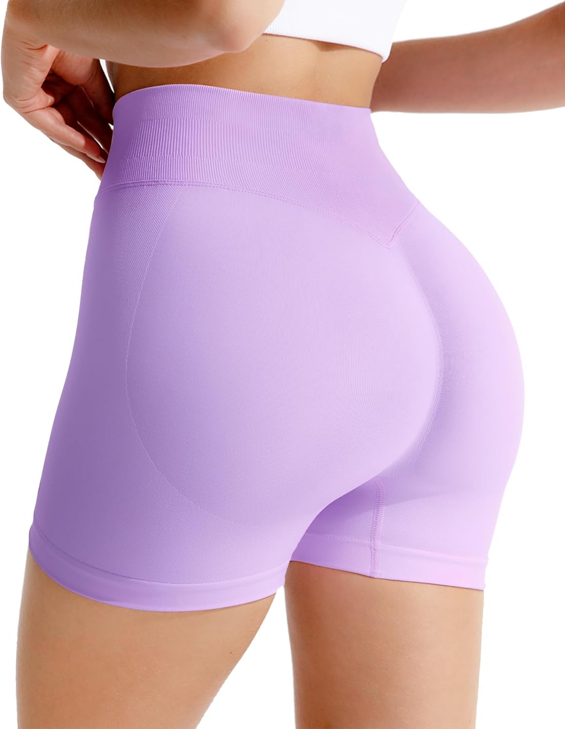 RIOJOY Gym Shorts Women, 4D High-Waisted Workout Shorts for Women, 4’’ Scrunch Butt Lifting Short, Hidden Pocket Yoga Shorts