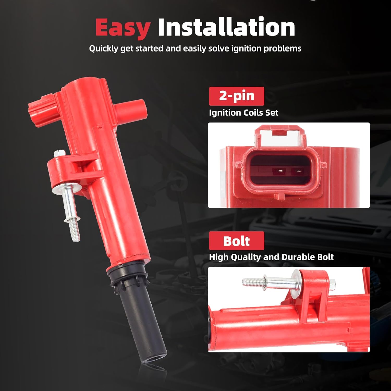 Set of 3 Upgraded Ignition Coil Pack 6 Spark Plug 3 Wire Set Compatible with 2009 2010 2011 2012 Dodge Jeep 1500 Dakota Durrango Nitro Raider Grand Cherokee Liberty 3.7L V6 Replace UF640 4504