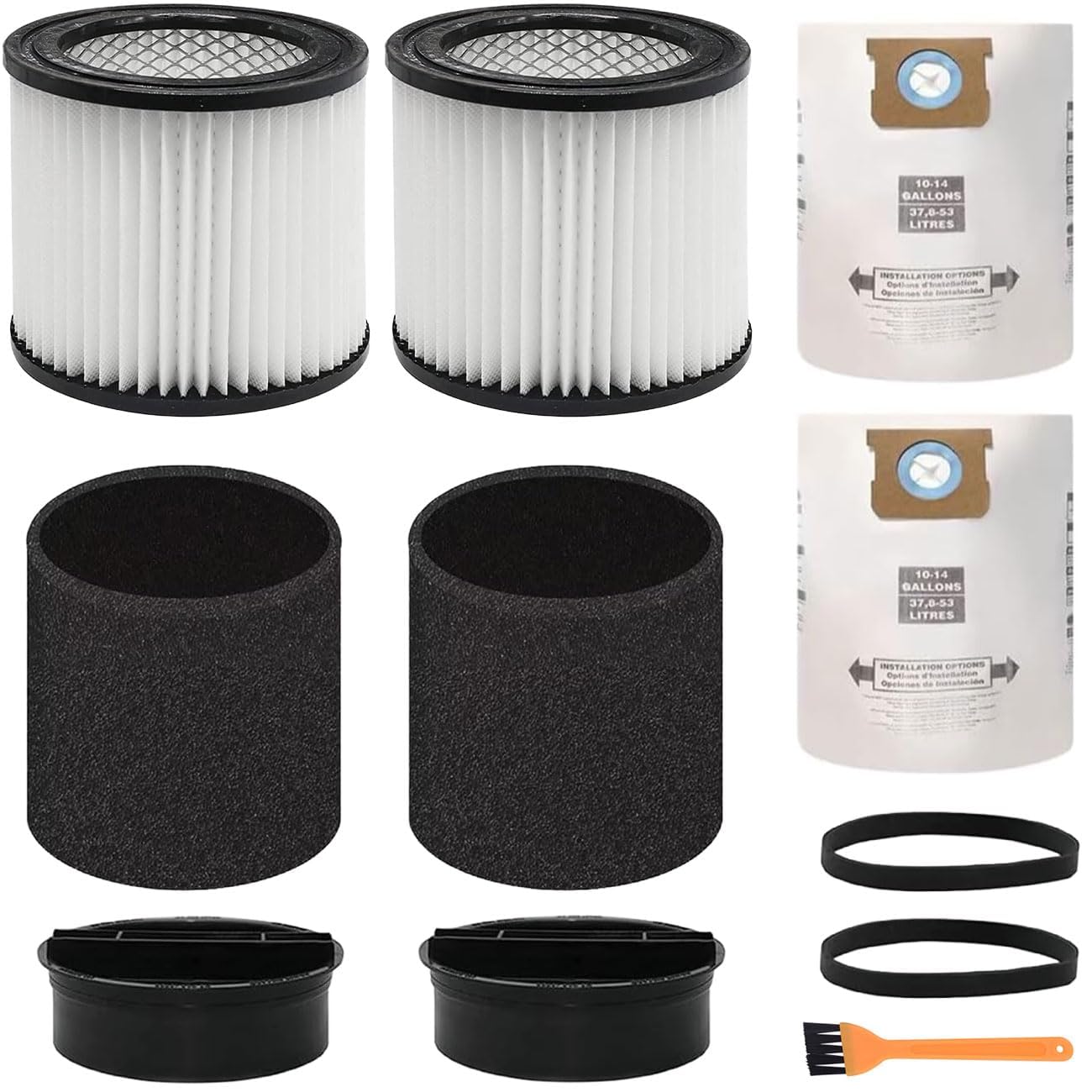 ANBOO Filtro di ricambio per Shop Vac 90304 90350 90333, sacchetti sottovuoto per Shop Vac 10-14 galloni, filtro a manicotto in schiuma 90585, adatto alla maggior parte degli aspirapolvere a