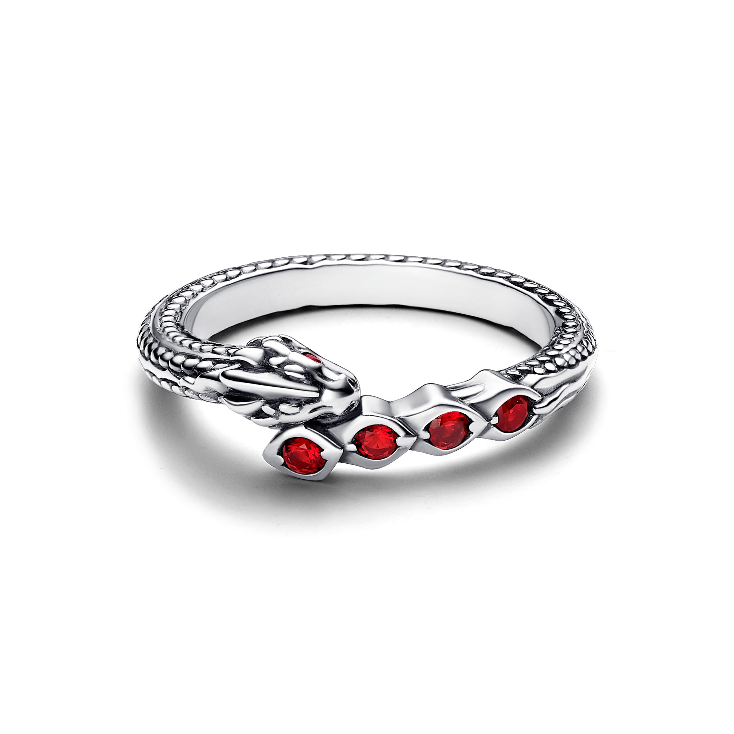 PANDORA Game of Thrones Casa del dragón Anillo de plata de ley con cristal rojo salsa